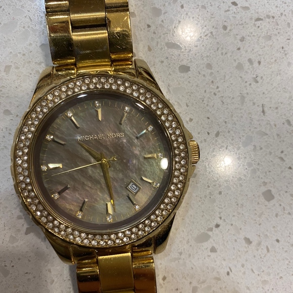 Michael Kors Accessories - Michael Kors mother of pearl crystal faced watch